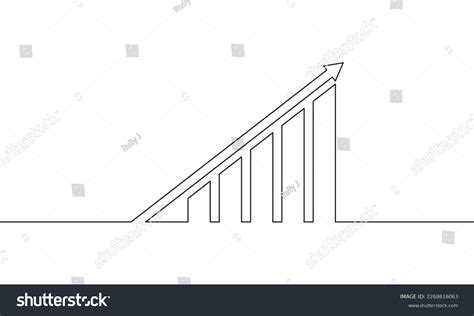 Continuous Line Drawing Increasing Graph Icon Stock Vector (Royalty ...