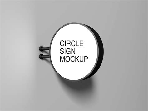 Premium Psd Circle Sign Mockup On A Wall