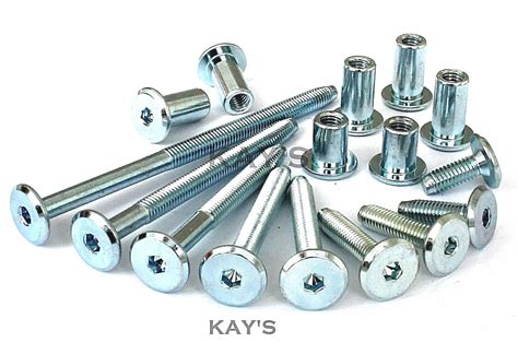 M6 FURNITURE CONNECTOR BOLTS CAP NUTS FLAT HEAD ALLEN KEY SCREWS