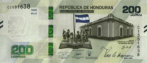 Honduras New 200 Lempira Commemorative Note B355a Confirmed