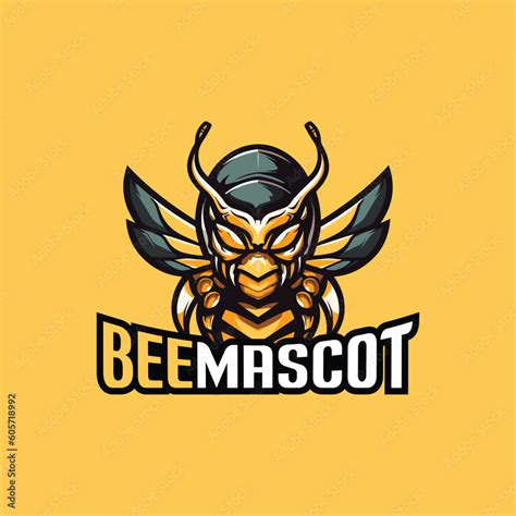 Bee Mascot Logo Design Bee Logo Vector Stock Vector Adobe Stock