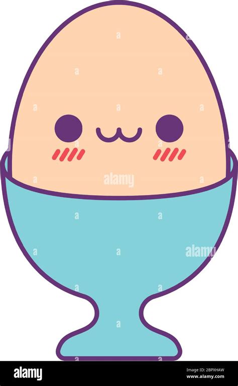 Egg Cartoon Line And Fill Style Icon Design Kawaii Food Cute