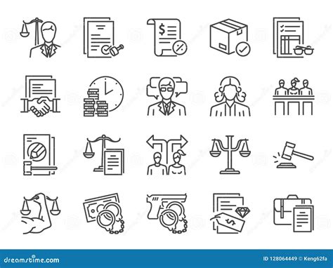 Legal Services Icon Set Included Icons As Law Lawyer Judge Court