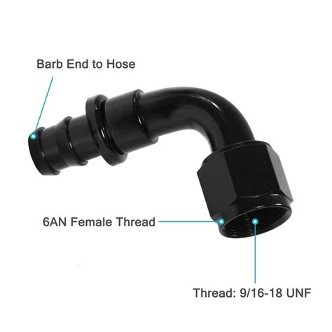 8an 90 Degree Push Lock Hose Fitting Female Swivel Push On Adapter Lock Hose Barb