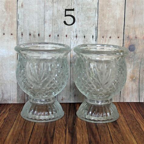 Vintage Clear Glass Votive Candle Holder PAIRS YOU CHOOSE Set Etsy