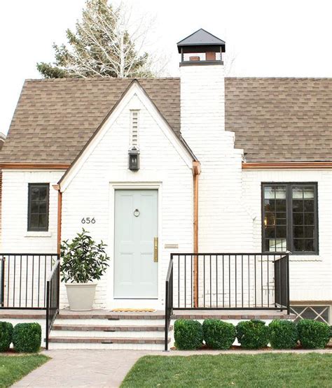 Pale Blue Gray Front Door - Transitional - Home Exterior