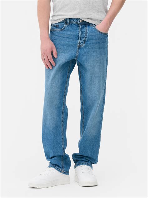 Mens Mid Blue Relaxed Straight Jeans Primark