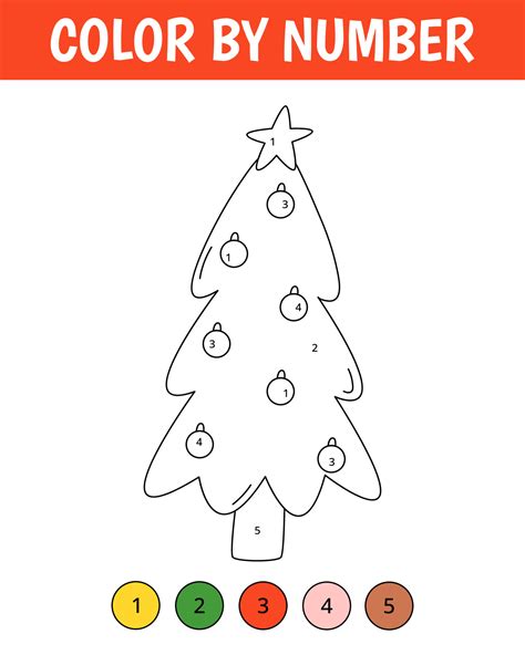 Color By Number Game For Kids Cute Christmas Tree Christmas Coloring