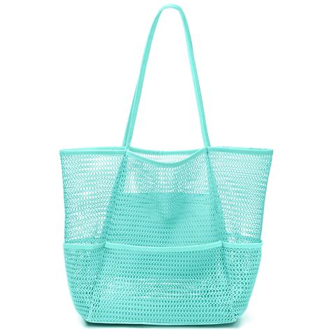 Kpx Big Mesh Beach Bag Large Waterproof Travel Tote For Women With Multi Pockets