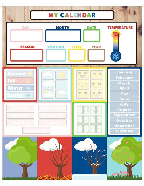 Printable My First Daily Magnetic Learning Calendar For Kids Magnetic