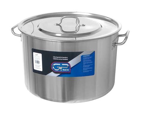 Panela Caçarola N30 De Aço Inox 12 5 Litros Fundo Triplo Gp217 GP