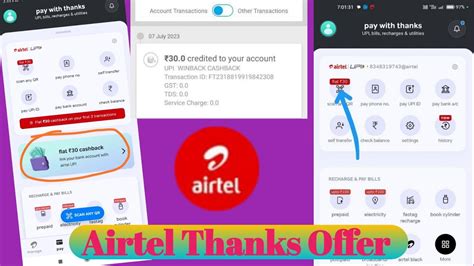 Airtel Thanks Flt ₹30 Cashback Offer Today🤑 Airtel Rs30 Flat Cashback