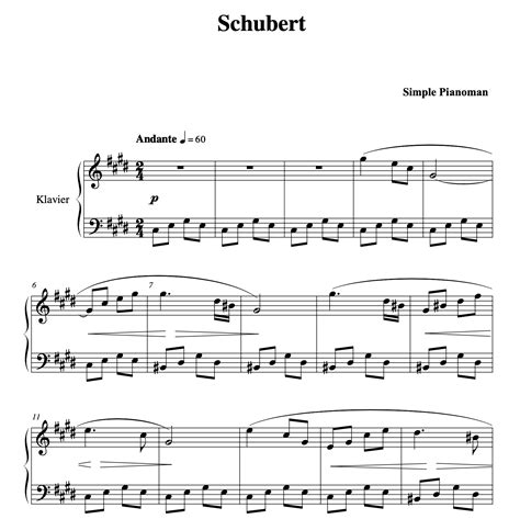 schubert sheet  simple pianoman
