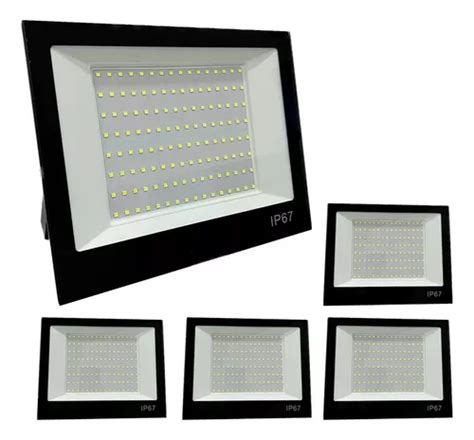 Kit de 5 focos LED Bivolt de 100 W luz blanca fría 6500 K color