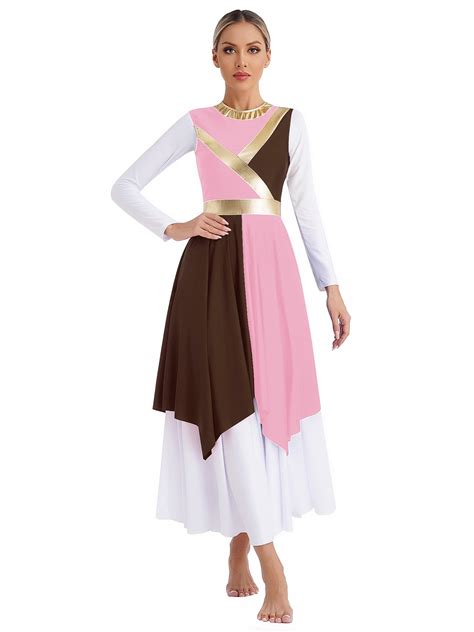 Doomiva Liturgical Dance Dresses For Women Color Block Praise Dance