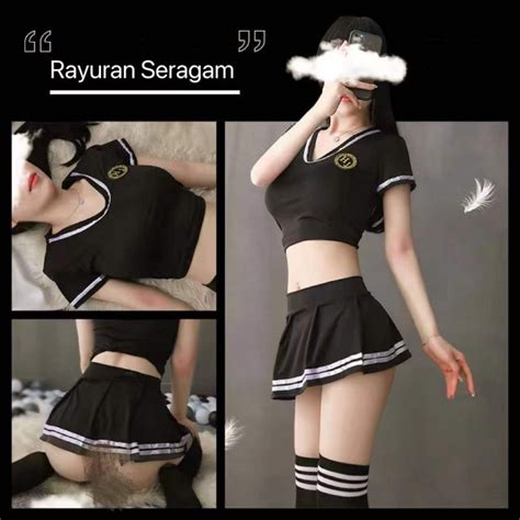 Jual Set Lingerie Atlet Wanita Seksi Kostum Seragam Sekolah Costume Woman Football Player