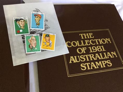 Collection 1981 Australian Stamps Album Vintage Philately Stamp