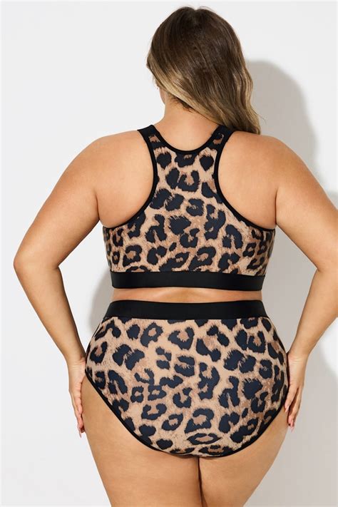 Plus Size Leopard Print Square Neck Bikini Top Meet Curve Meet Curve