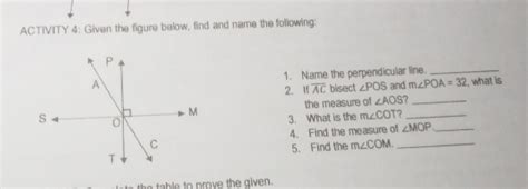 Solved Activity 4 Given The Figure Below Find And Name The Following