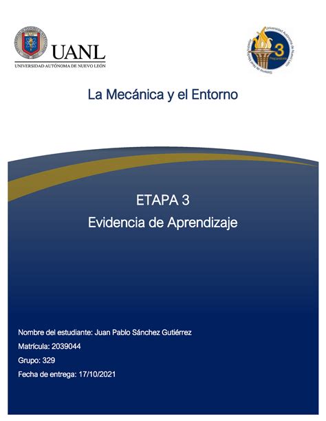 Jpsg Ev Lme Nkm Ml Etapa Evidencia De Aprendizaje Nombre Del