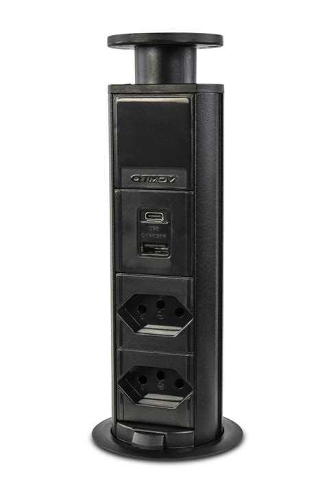 Torre Tomada Multiplug 2 Tomadas 10A 2 USB Rápido Preto