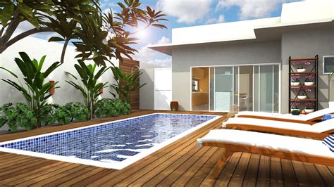 Área de lazer com piscina – Monique Bordin Arquitetura e Interiores