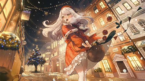 Christmas Anime Girl Snow White 4k 9580h Wallpaper Pc Desktop