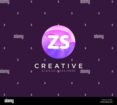 ZS Initial Logo With Colorful Circle Template Stock Vector Image Art