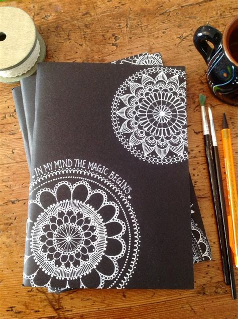 Hand-Decorated Black Cover Sketchbook Notebook Journal 40