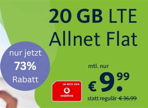 Freenet Vodafone LTE Flat mit 20 GByte für 9 99 Euro Discountfan de