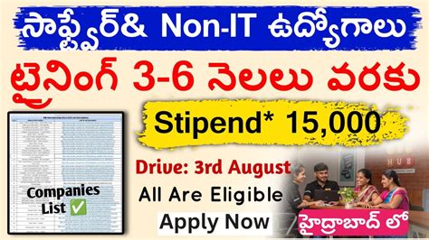 Free Software Non It Internships Drive In Hyderabad Job Training With