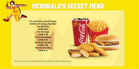 Mcdonalds Secret Menu Prices 2025 Mcdonalds Menu Prices Canada [2024