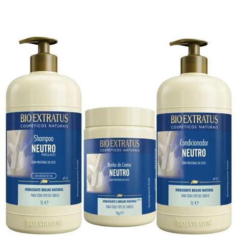 Kit Neutro Bio Extratus Proteínas Do Leite Brilho Natural 1L Kit de