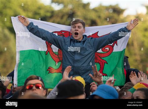 Wales Football Fans At The Wales Supporters Fan Zone In Coopers Field