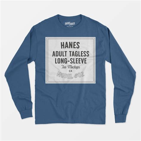 Premium Psd Hanes Adult Tagless Longsleeve Tee Mockup