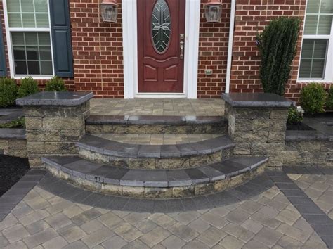 Stunning Front Entrance Way Hardscape Landscape Design Brick By