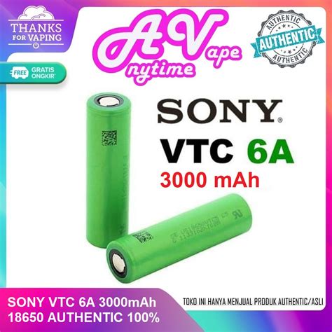 Jual SONY MURATA VTC 6A 3000 MAH 18650 SONY VTC6A AUTHENTIC 1PCS