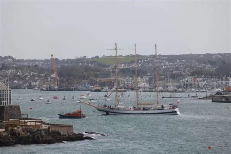 Polish Tall Ship STS Pogoria Sails Into Plymouth Sound To Celebrate