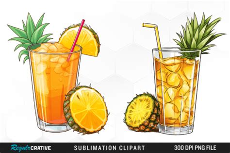 Watercolor Cocktails Sublimation Clipart Graphic By Regulrcrative · Creative Fabrica