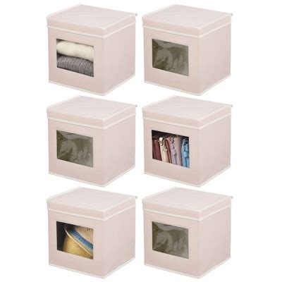 Mdesign Fabric Stackable Square Cube Storage Organizer Box, 6 Pack ...