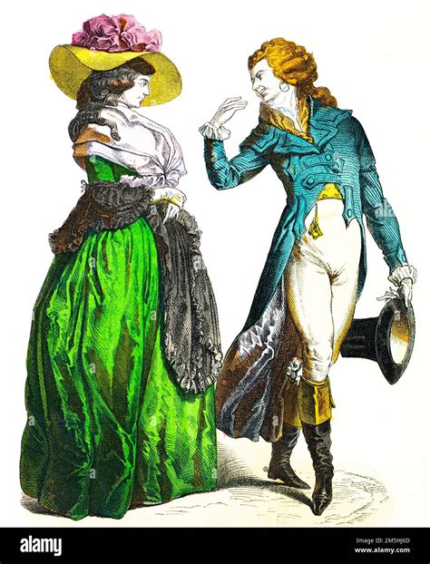 Historical Costumes At The End Of 18th Century Historical Illustration