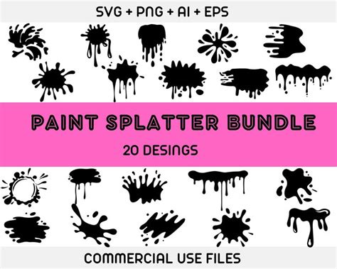 The Paint Splatter Bundle Includes Different Designs Including Pink