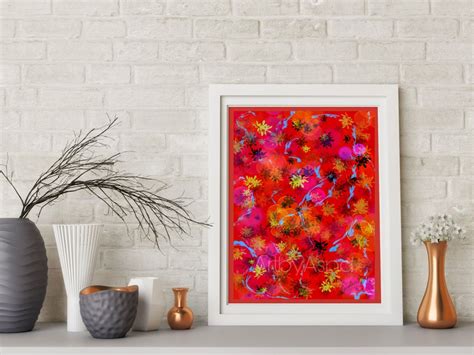 Red abstract art prints original abstract painting digital | Etsy