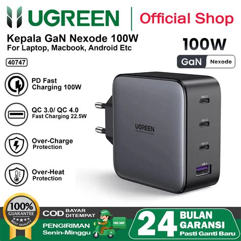 Jual Ugreen Kepala Charger Gan W Multi Port Pd Fast Charging