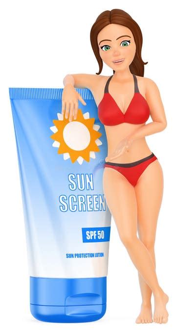 Bikini Woman Applying Sunscreen Stock Illustrations 52 Bikini Woman