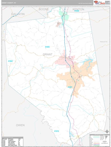 Grant County, KY Wall Map Premium Style by MarketMAPS - MapSales