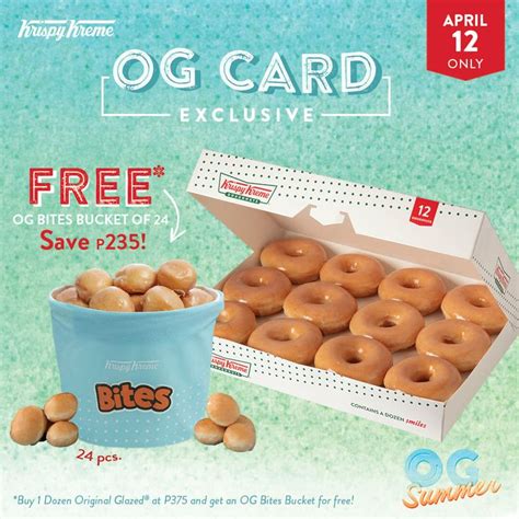 Krispy Kreme Og Card Exclusive Free Og Bites Bucket Of 24 For Every Dozen Original Glazed