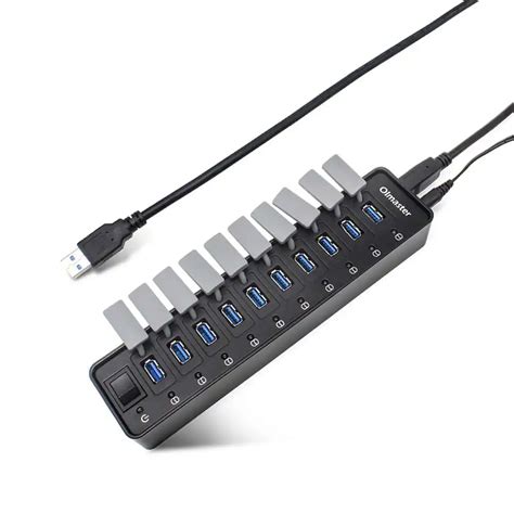 10 Port Usb 30 Hubs Portable Usb C Hub Usb C To 30 Hub With Power Switch Socket Protector For