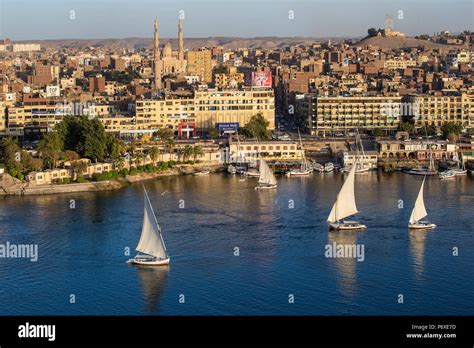 Egypt Upper Egypt Aswan View Of Aswan And River Nile Stock Photo Alamy