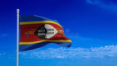 Eswatini Aka Swaziland Flag Waving In The Wind 3d Rendering Stock